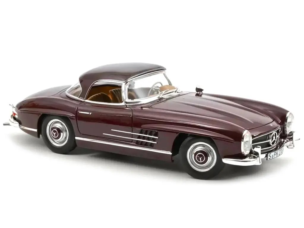 1957 Mercedes-Benz 300 SL Roadster Dark Red 1/18 Diecast Model by Norev – Collector’s Dream