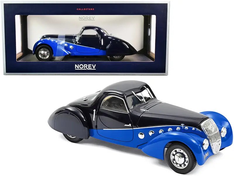 1937 Peugeot 302 Darl Mat Coupe 1/18 Diecast Model Car by Norev – Dark Blue Collectible