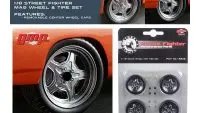 Street Fighter Mag Wheel and Tire Set of 4 pieces from "1970 Plymouth RoadRunner "The Hammer" "Fast & Furious" Movie 1/18 by GMP