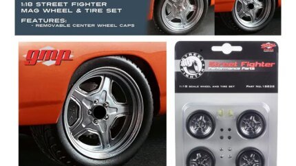 Street Fighter Mag Wheel and Tire Set of 4 pieces from "1970 Plymouth RoadRunner "The Hammer" "Fast & Furious" Movie 1/18 by GMP