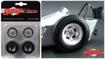 Authentic Vintage Dragster Wheels & Tires Set from 'The Chizler V' 1/18 Model by GMP