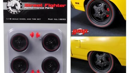Vintage 1970 Plymouth Road Runner 5-Spoke Wheel & Tire Set 1/18 by GMP - Street Fighter 6-Pack