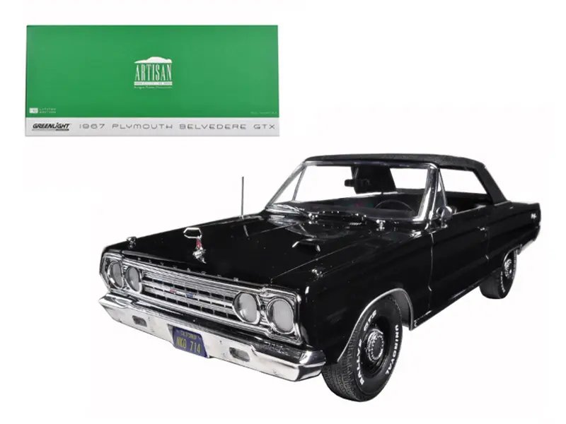 1967 Plymouth Belvedere GTX Convertible Black 1/18 Diecast Model by Greenlight