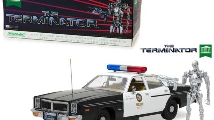 1977 Dodge Monaco Police Car with T-800 Figurine - The Terminator 1/18 Diecast by Greenlight
