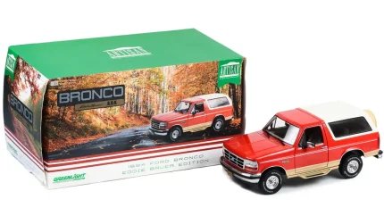 1994 Ford Bronco Eddie Bauer Edition 1/18 Diecast Model - Electric Red & Tucson Bronze by Greenlight