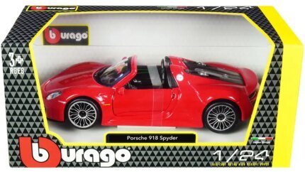 Buy Porsche 918 Spyder Convertible Red 1/24 Diecast Model Car by Bburago