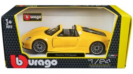 Stunning Porsche 918 Spyder Yellow 1/24 Diecast Model Car by Bburago - Perfect Collectible!