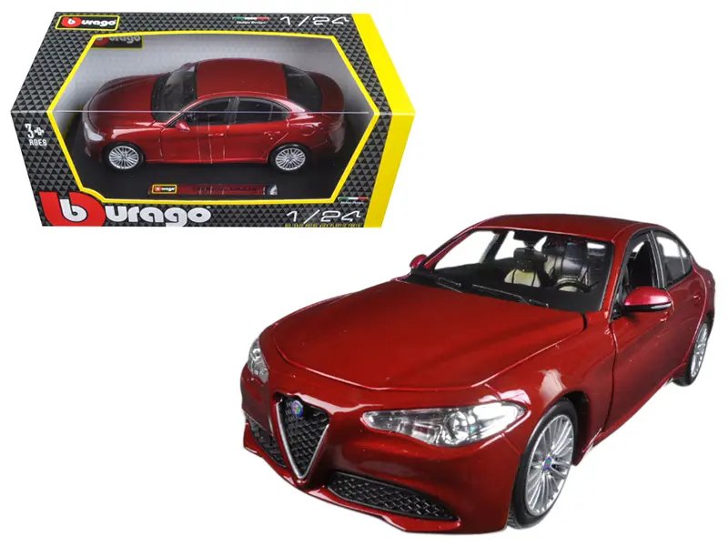 2016 Alfa Romeo Giulia Burgundy 1/24 Diecast Model Car by Bburago – Collectible Luxury Replica