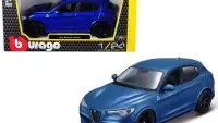 Alfa Romeo Stelvio Quadrifoglio Blue 1/24 Diecast Model Car by Bburago - Perfect Collectible for Car Enthusiasts