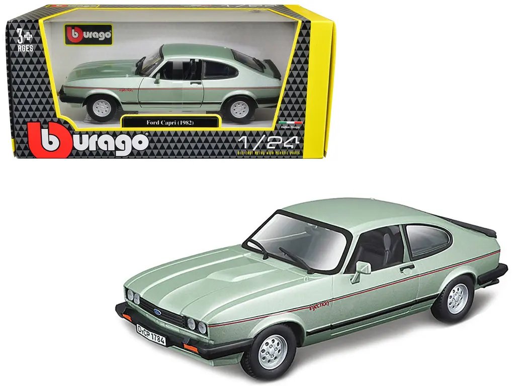 1982 Ford Capri Light Green Metallic 1/24 Diecast Model by Bburago – Classic Collectible Car