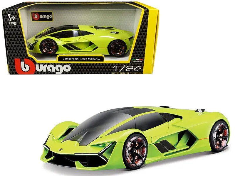 Lamborghini Terzo Millennio Lime Green 1/24 Diecast Model by Bburago – Black Top Collectible