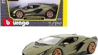 Lamborghini Sian FKP 37 Matt Green Metallic with Copper Wheels 1/24 Diecast Model Car by Bburago