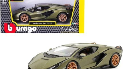 Lamborghini Sian FKP 37 Matt Green Metallic with Copper Wheels 1/24 Diecast Model Car by Bburago