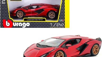 Lamborghini Sian FKP 37 Candy Red with Copper Wheels 1/24 Diecast Model Car by Bburago