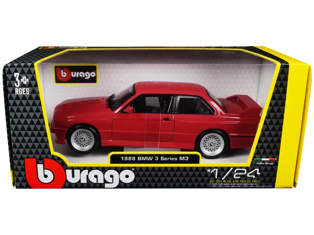 1988 BMW M3 E30 Red 1/24 Diecast Model Car by Bburago – Collector’s Edition