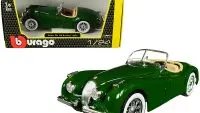 Vintage 1951 Jaguar XK 120 Roadster Green 1/24 Diecast Model by Bburago