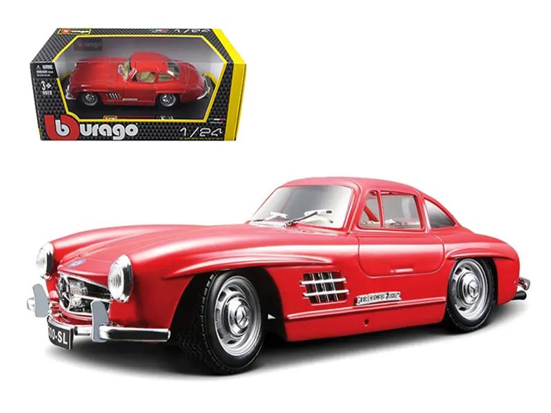 1954 Mercedes 300 SL Gullwing Red 1/24 Diecast Model Car by Bburago – Classic Collectible
