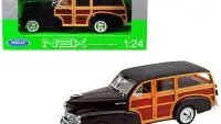 1948 Chevrolet Woody Fleetmaster 1/24 Diecast Model by Welly – Dark Brown Classic Collectible Car