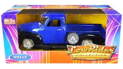 1953 Chevrolet 3100 Pickup Truck Diecast Model 1/24 - Blue & Black Low Rider by Welly