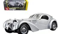 Exclusive Bugatti Atlantic RHD Silver Metallic 1/24 Diecast Model by Bburago