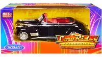 1941 Chevrolet Special Deluxe Convertible Black with Red Interior "Low Rider Collection" 1/24 Diecast Model Car by Welly