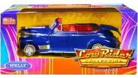 1941 Chevrolet Special Deluxe Convertible Candy Blue Metallic with Red Interior "Low Rider Collection" 1/24 Diecast Model Car by Welly
