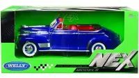 1941 Chevrolet Special Deluxe Convertible Blue Metallic with Red Interior "NEX Models" 1/24 Diecast Model Car by Welly