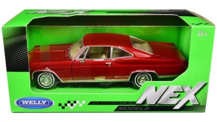 1965 Chevrolet Impala SS 396 Red Metallic 1/24 Diecast Model Car by Welly - NEX Models