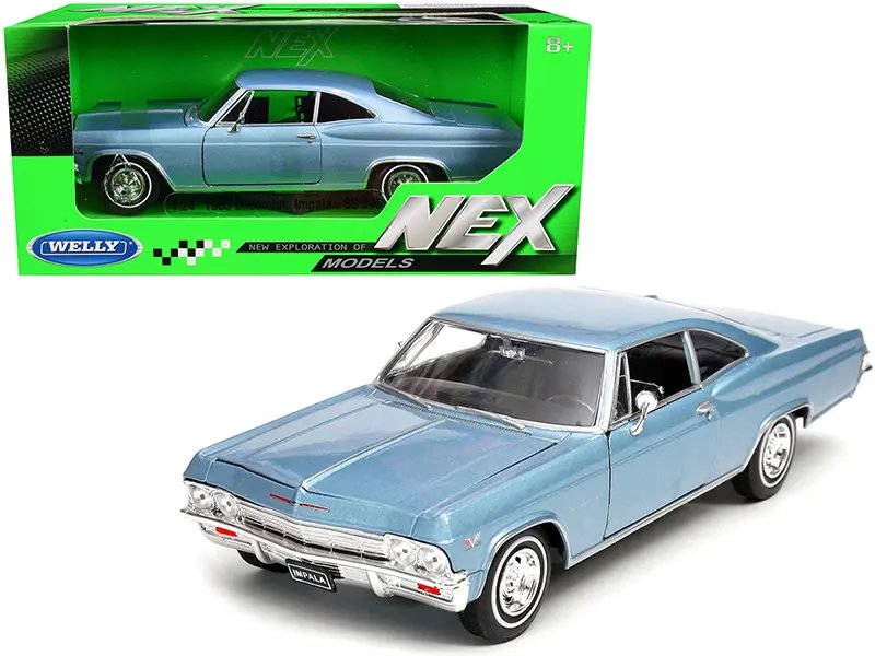 1965 Chevrolet Impala SS 396 Light Blue 1/24 Diecast Model Car by Welly – Classic Collectible