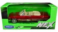 1963 Chevrolet Impala Convertible Red Metallic 1/24 Diecast Model by Welly - NEX Models