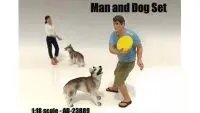 Realistic 1:18 Scale Man and Dog Figure Set by American Diorama - Perfect for Diorama Enthusiasts