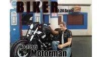 Realistic Biker Motorman Figure for 1:24 Scale Models by American Diorama