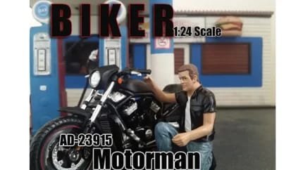Realistic Biker Motorman Figure for 1:24 Scale Models by American Diorama