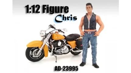 Realistic Biker Chris Figure for 1:12 Scale Motorcycles by American Diorama