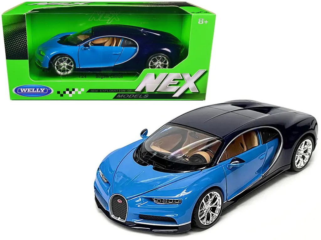 Buy Bugatti Chiron Blue & Dark Blue 1/24 Diecast Model by Welly – NEX Series