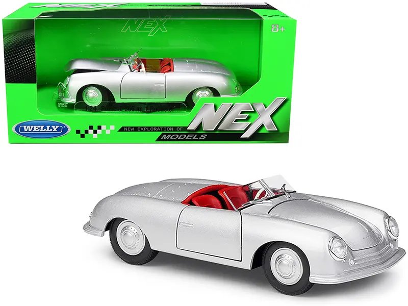 Buy Porsche 356/1 Roadster Silver with Red Interior 1/24 Diecast by Welly – NEX Models