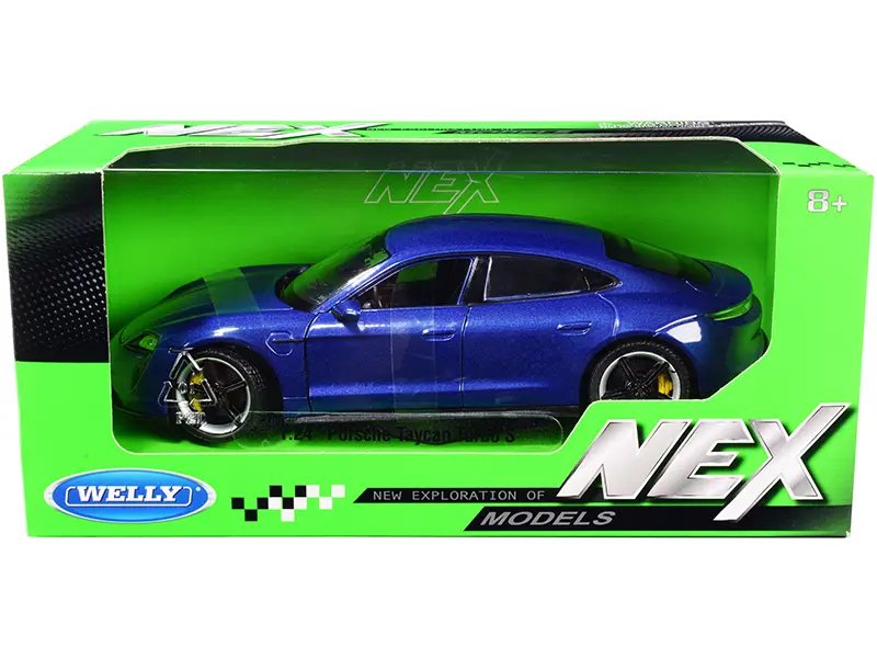 Porsche Taycan Turbo S Blue Metallic “NEX Models” 1/24 Diecast Model Car by Welly