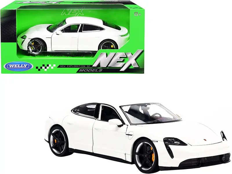 Porsche Taycan Turbo S White “NEX Models” 1/24 Diecast Model Car by Welly