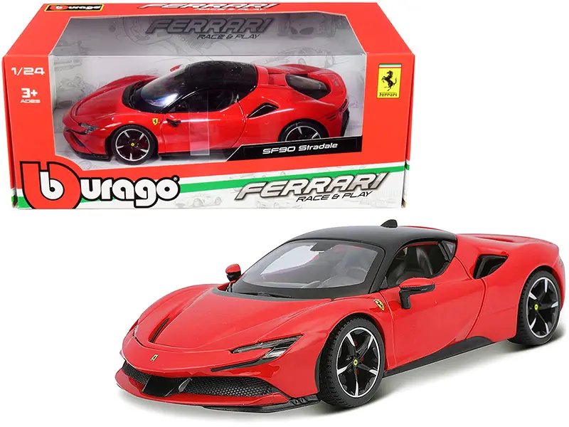 Ferrari SF90 Stradale Red/Black 1/24 Diecast Model Car by Bburago – Premium Collectible