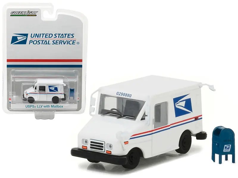 USPS LLV Diecast Model 1/64 with Mailbox – Greenlight Hobby Exclusive