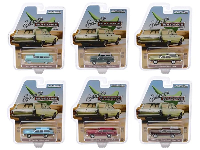 Greenlight Series 4 Estate Wagons 6-Piece 1/64 Diecast Model Car Set