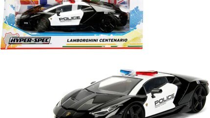 Lamborghini Centenario Police Diecast Model 1/24 Black & White Hyper-Spec by Jada