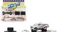 1970 Chevrolet K-10 USA-1 White Monster Truck Diecast Model with Trailer & Tires by Greenlight