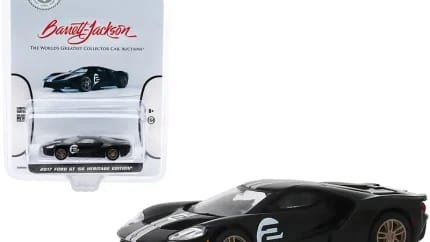 2017 Ford GT '66 Heritage Edition Diecast Model - Black & Silver, Greenlight 1/64