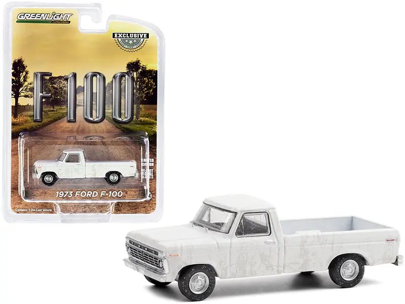 1973 Ford F-100 White Pickup Truck 1/64 Diecast Model – Greenlight Hobby Exclusive