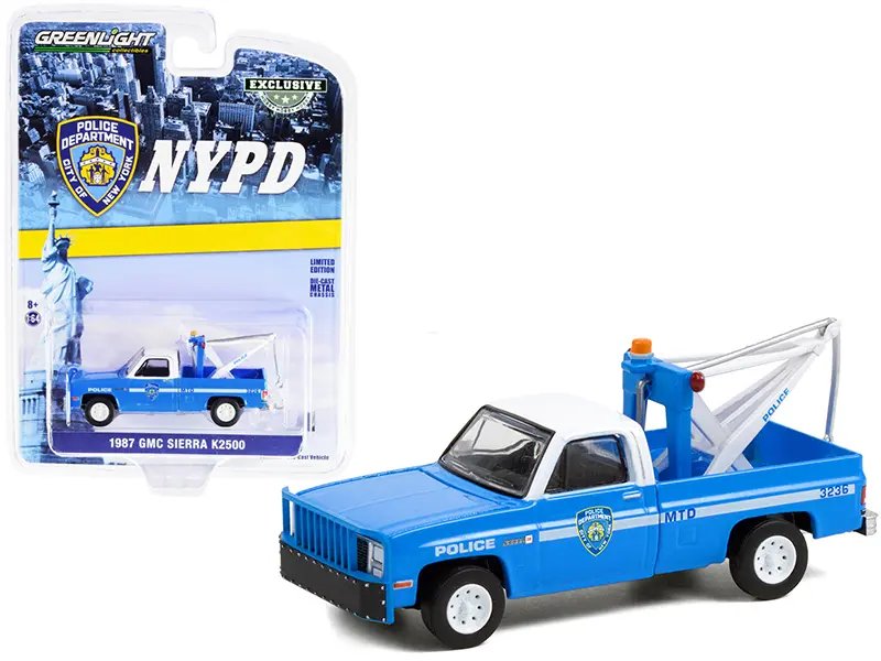 1987 GMC Sierra K2500 NYPD Tow Truck 1/64 Diecast Model by Greenlight – Hobby Exclusive
