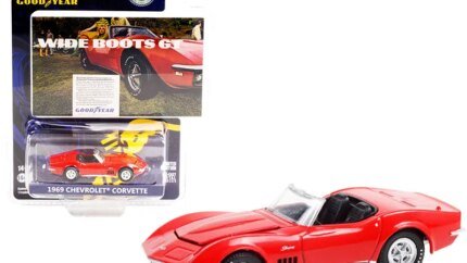 1969 Chevrolet Corvette Convertible Red Diecast Model 1/64 - Greenlight Wide Boots GT Vintage Ad Car