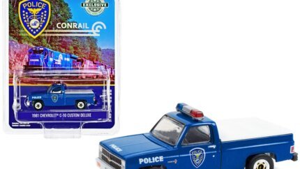 1981 Chevrolet C-10 Custom Deluxe Pickup Truck Blue with White Truck Bed Cover "Conrail (Consolidated Rail Corporation) Police" "Hobby Exclusive" 1/64 Diecast Model Car by Greenlight