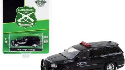 2018 Dodge Durango Police Car Matt Black "Carabineros de Chile" "Hobby Exclusive" 1/64 Diecast Model Car by Greenlight