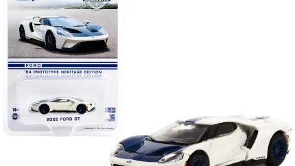 2022 Ford GT 1964 Prototype Heritage Edition 1/64 Diecast by Greenlight - White Metallic with Blue Stripe